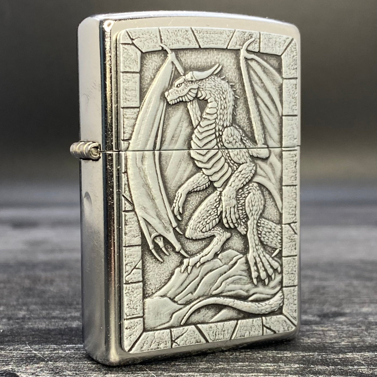 ZIPPO LIGHTER - Dragon Emblem - Street Chrome - Riley&#39;s 66 LLC