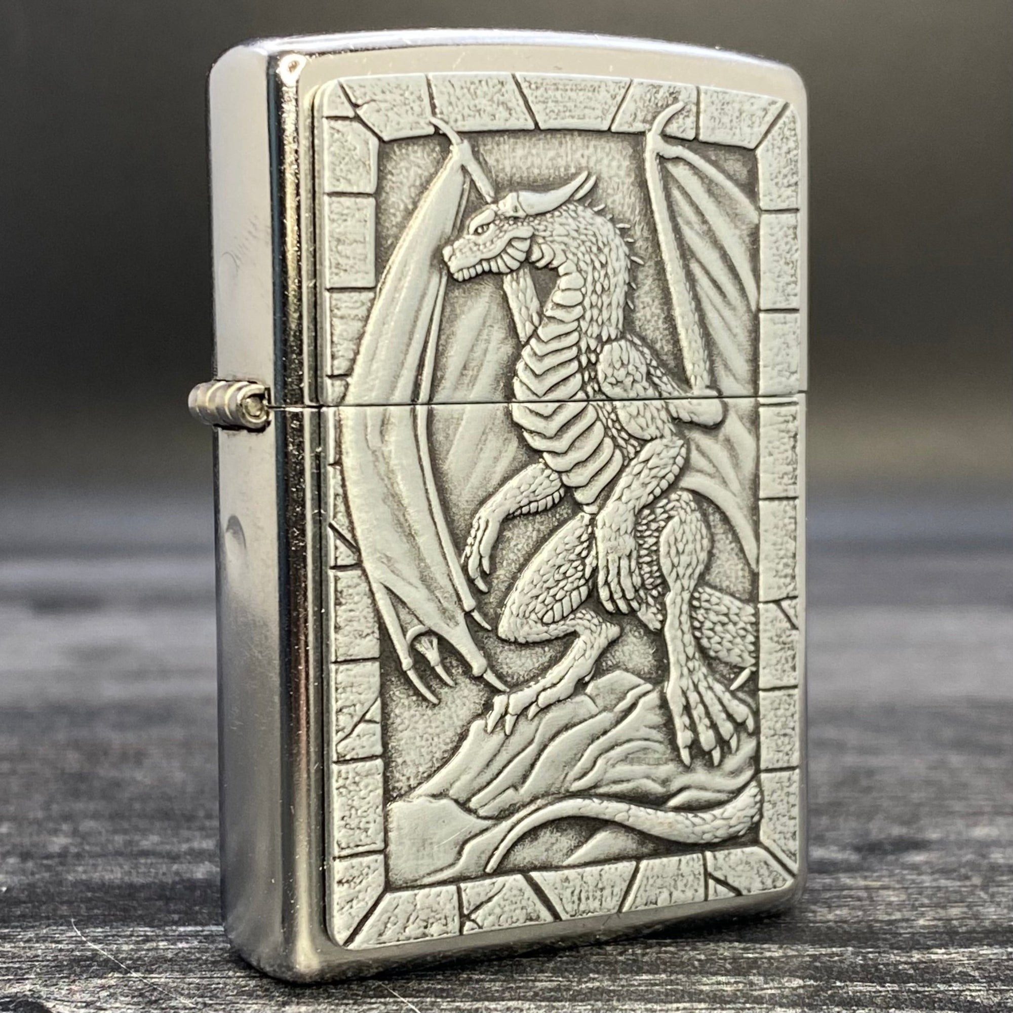 ZIPPO LIGHTER - Dragon Emblem - Street Chrome - Riley's 66 LLC