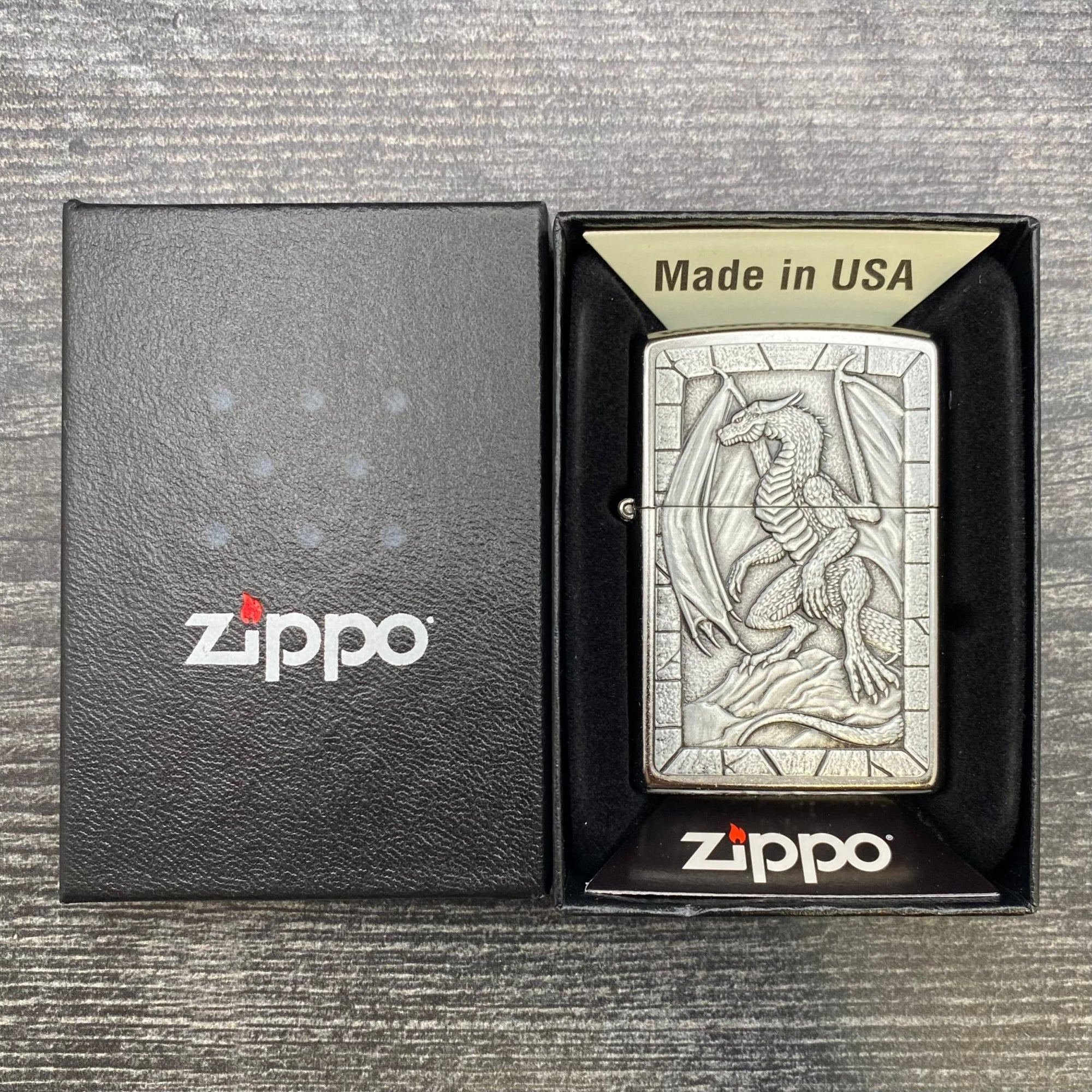 ZIPPO LIGHTER - Dragon Emblem - Street Chrome - Riley's 66 LLC