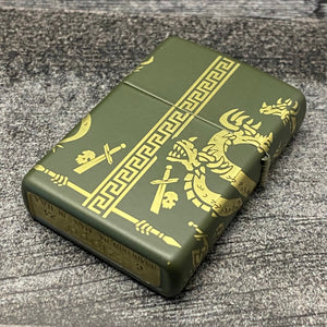 ZIPPO LIGHTER - Dragon - Laser 360° - Green Matte - Riley's 66 LLC