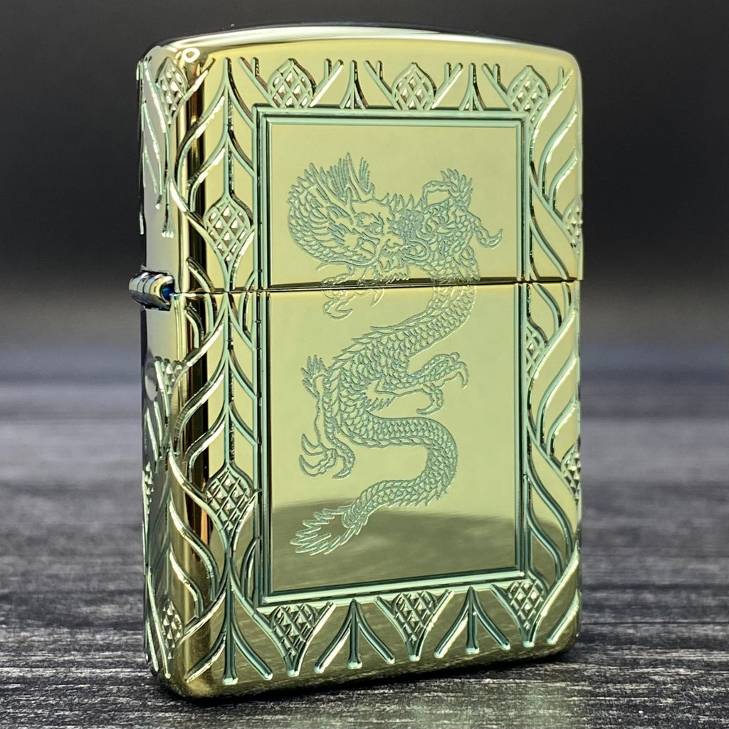 ZIPPO LIGHTER - Elegant Dragon - Armor® - High Polish Green