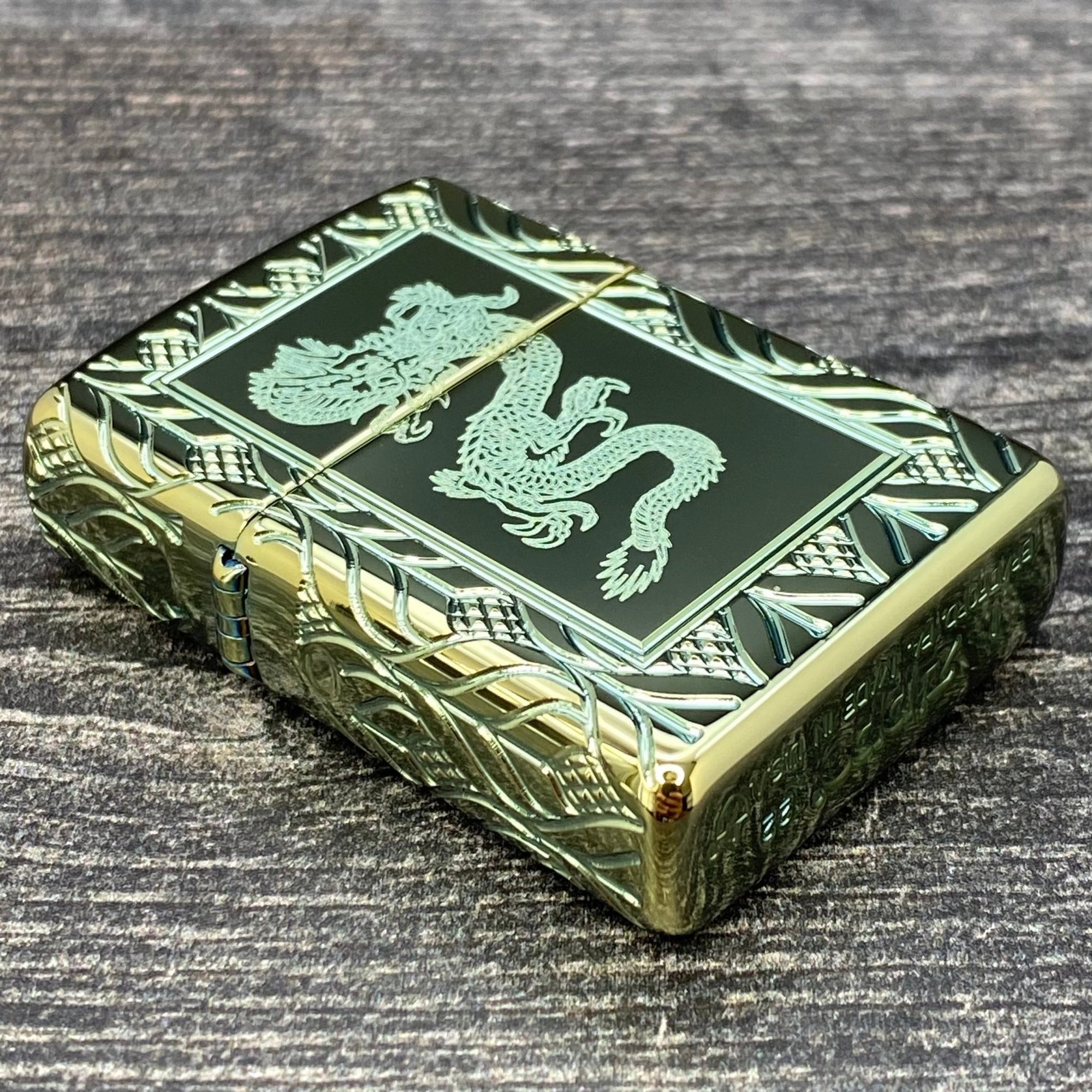 ZIPPO LIGHTER - Elegant Dragon - Armor® - High Polish Green - Riley's 66 LLC