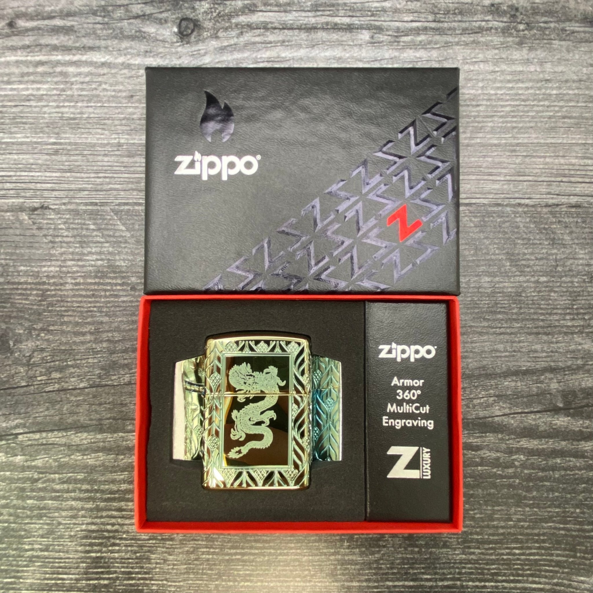 Zippo Lighter - Elegant Dragon - Armor® - High Polish Green