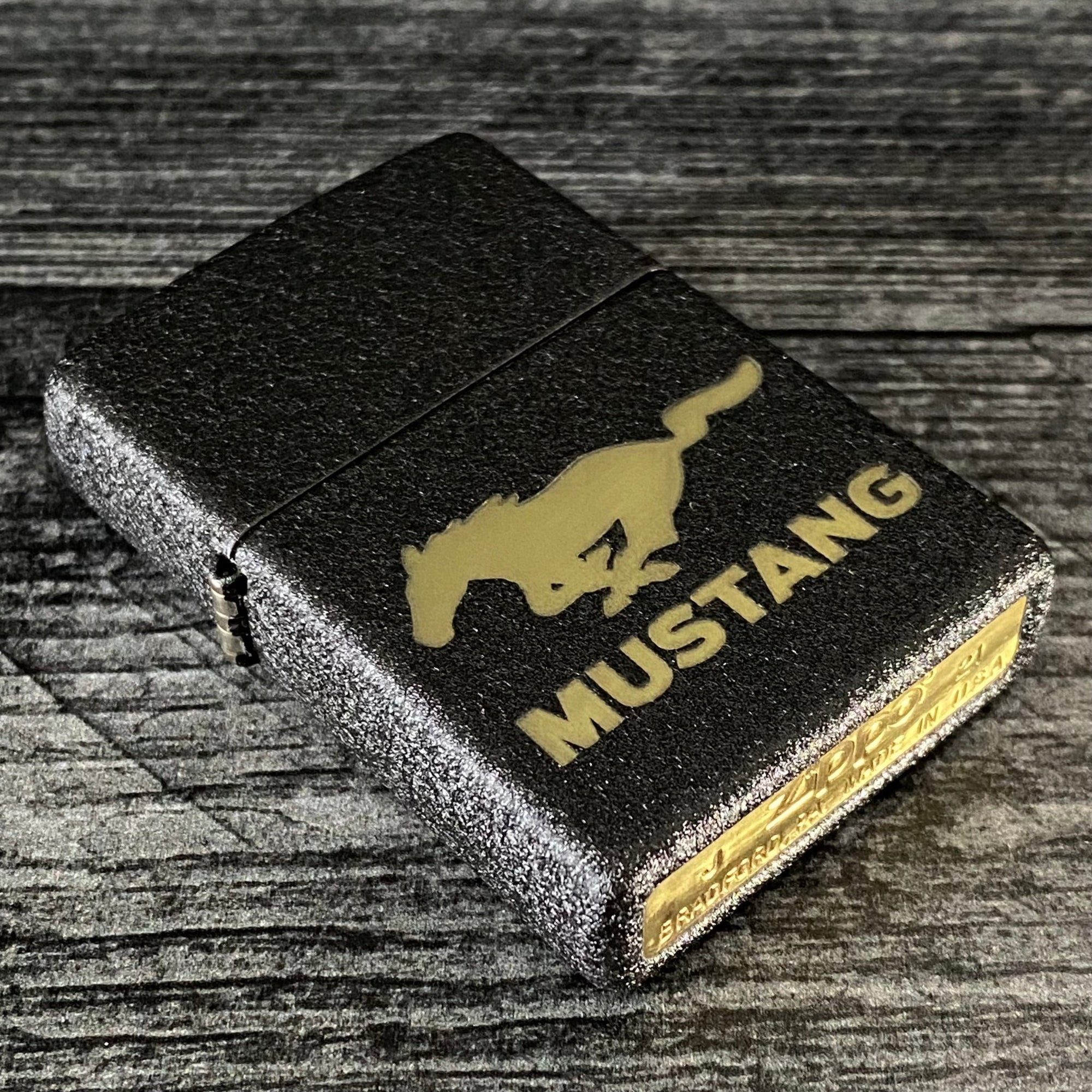 Zippo Lighter - Ford Mustang - Black Crackle® - Riley's 66 LLC