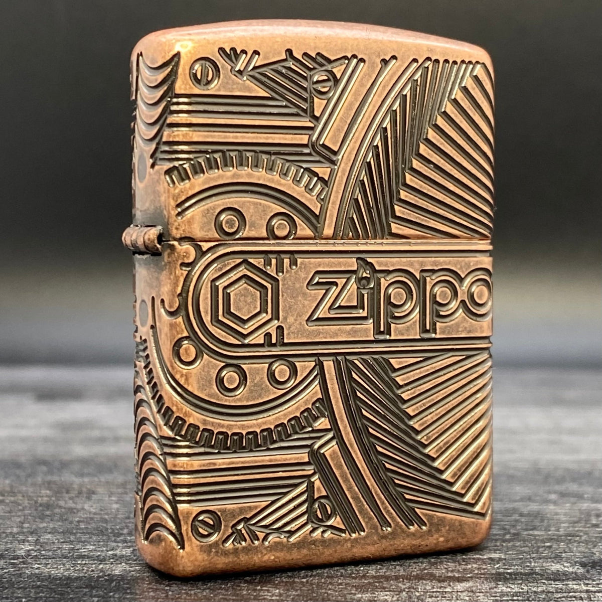 ZIPPO LIGHTER - Gears - Armor® - Antique Copper - Riley&#39;s 66 LLC