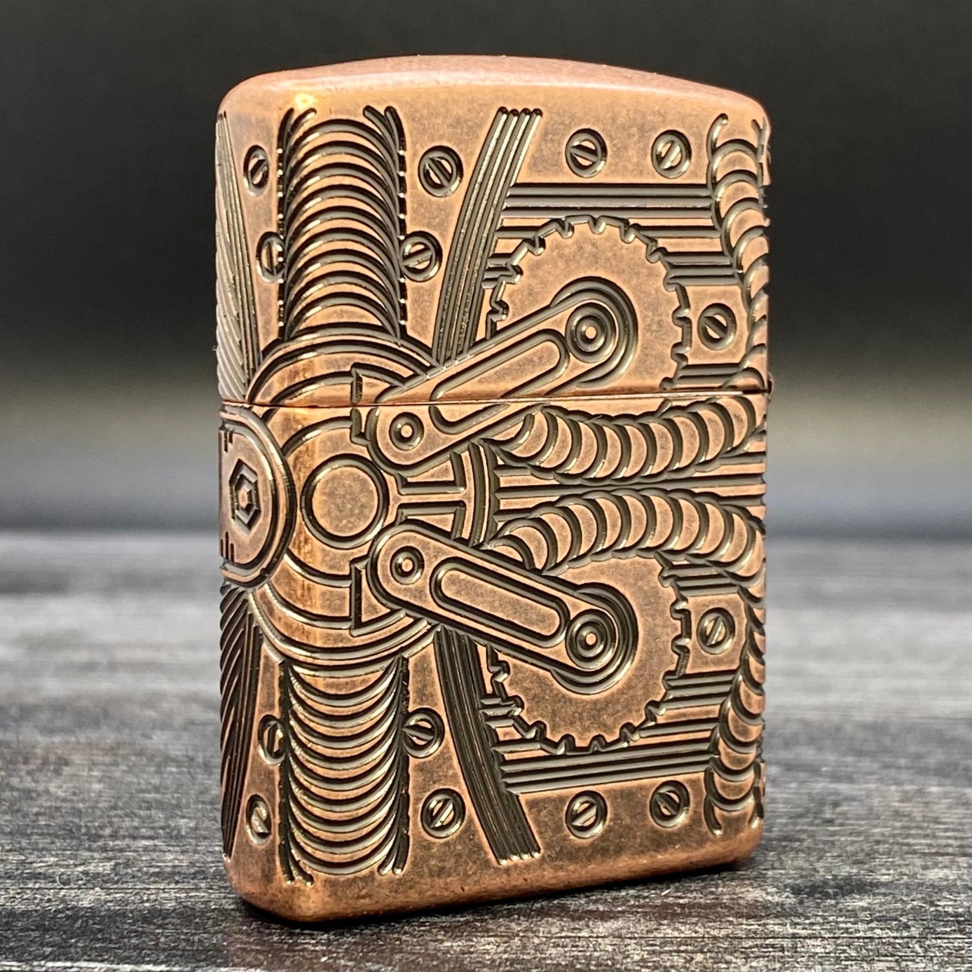 ZIPPO LIGHTER - Gears - Armor® - Antique Copper - Riley's 66 LLC