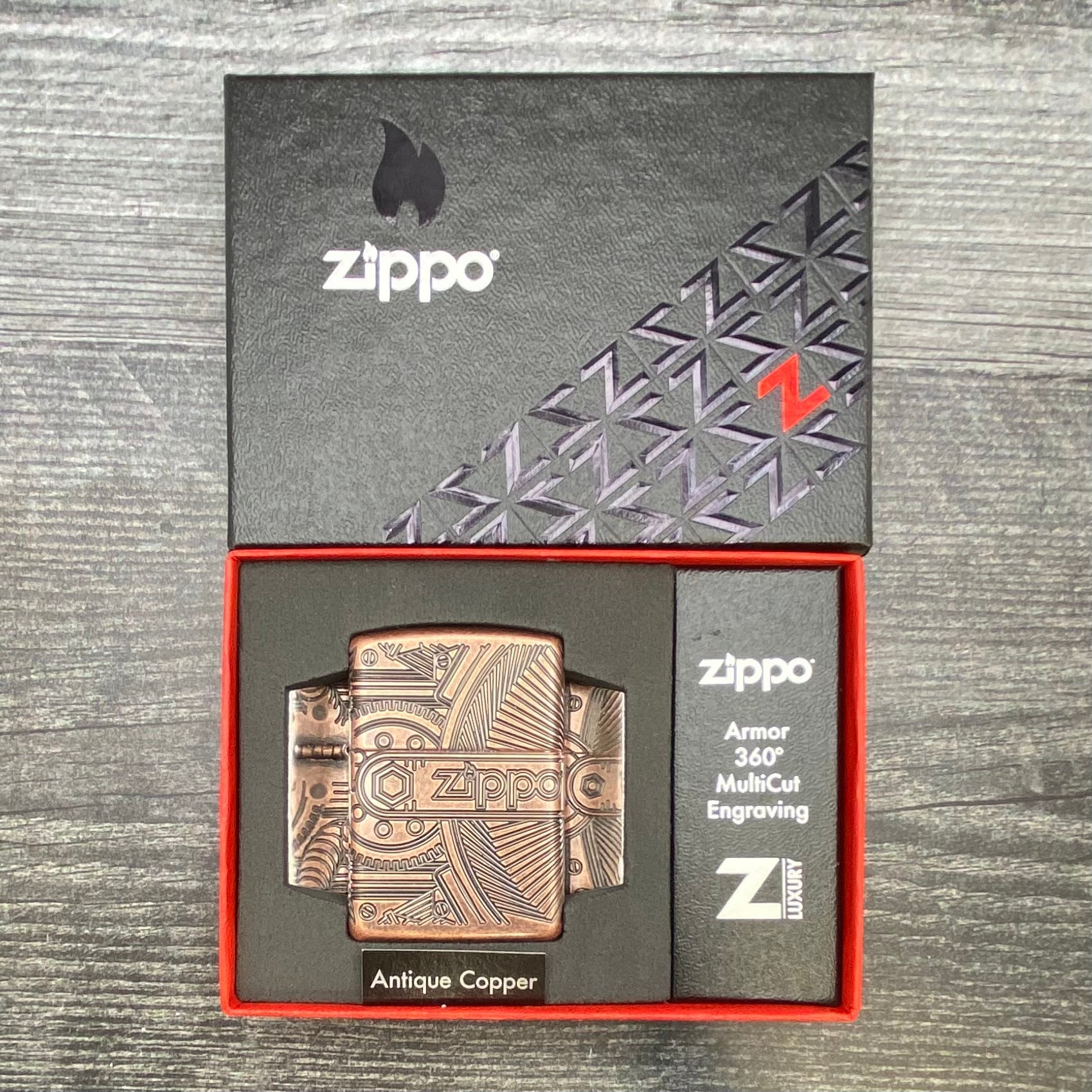 ZIPPO LIGHTER - Gears - Armor® - Antique Copper - Riley's 66 LLC