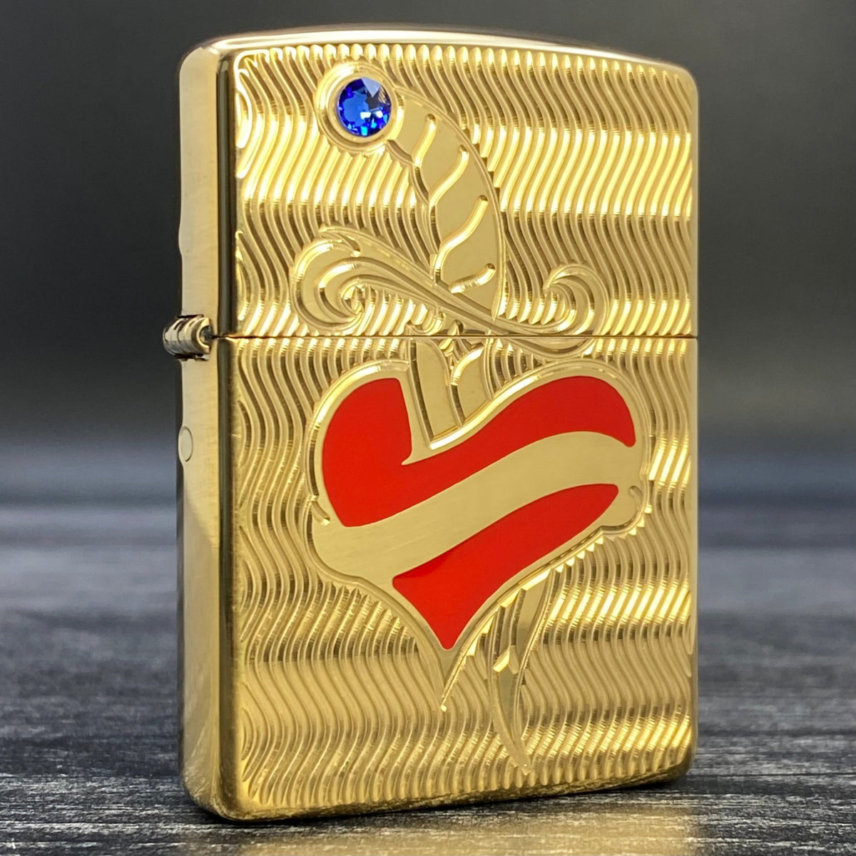 ZIPPO LIGHTER - Heart and Sword - Armor® - High Polish Brass - Riley&#39;s 66 LLC