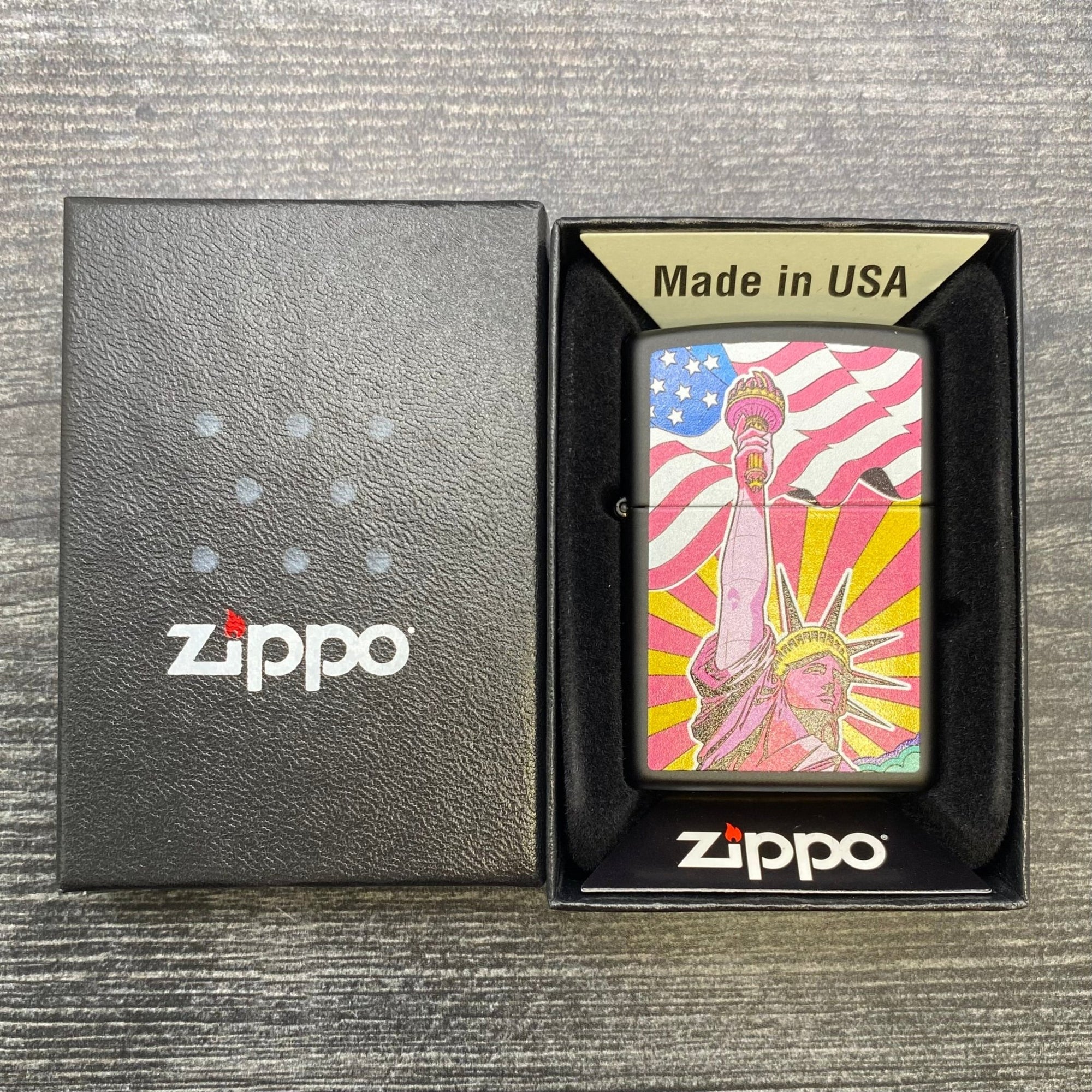 Zippo Lighter - Lady Liberty - Black Matte - Riley's 66 LLC