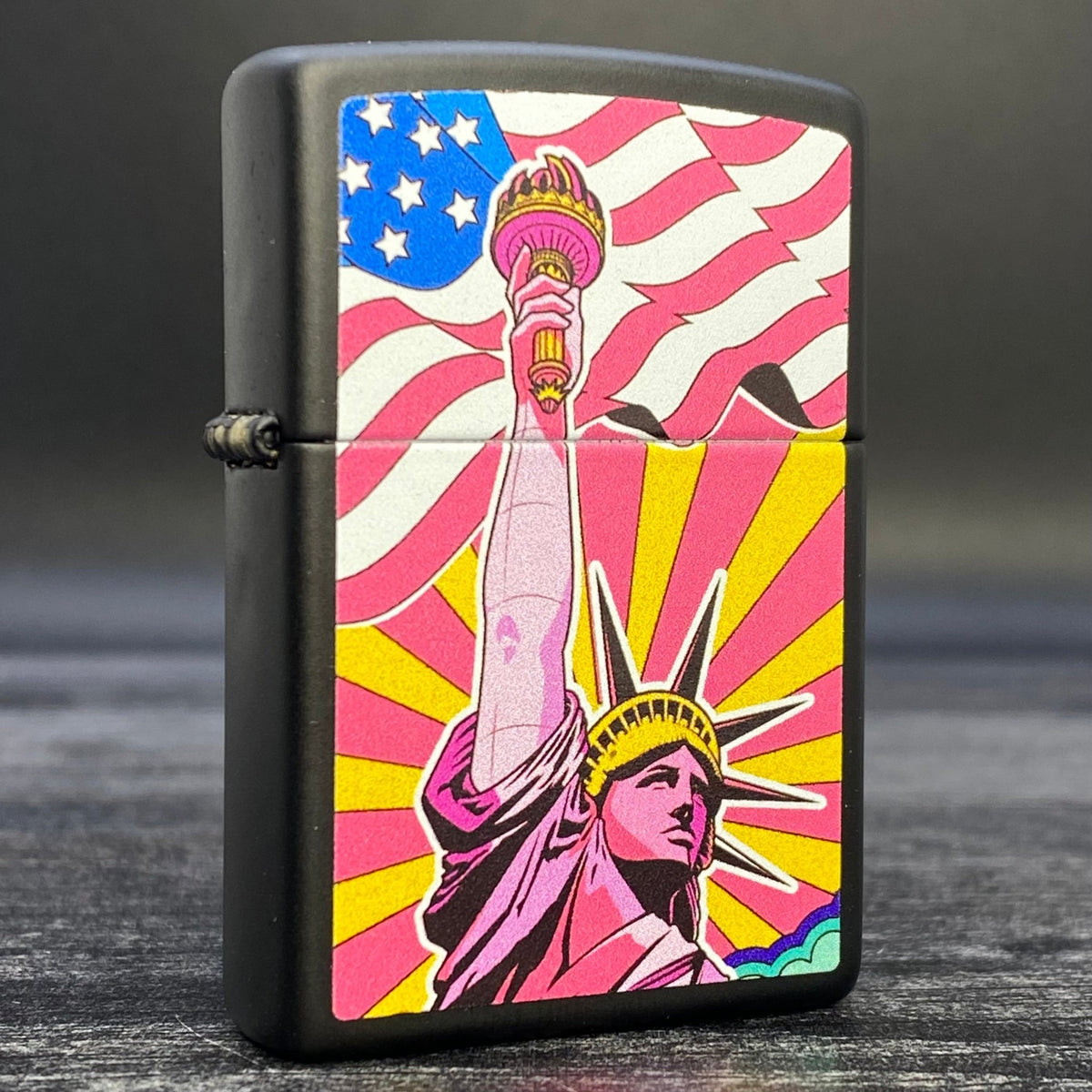 Zippo Lighter - Lady Liberty - Black Matte - Riley&#39;s 66 LLC