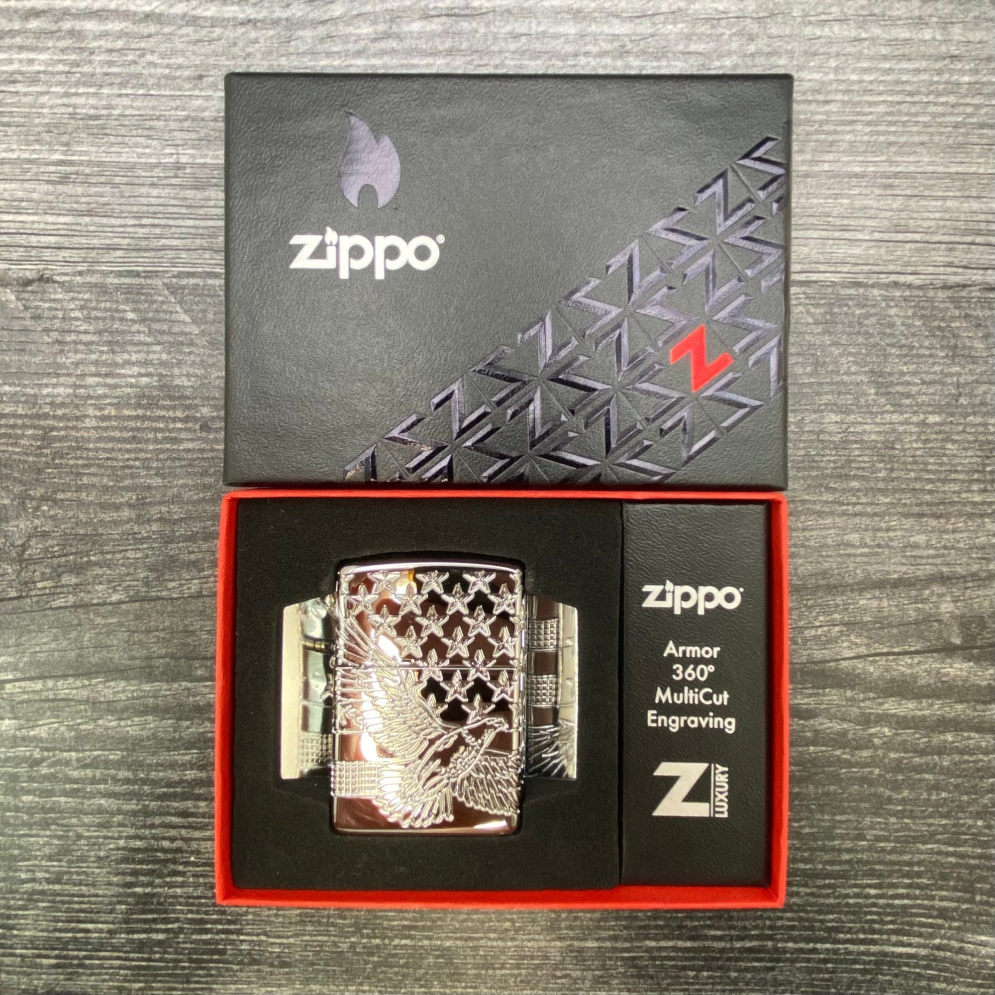 ZIPPO LIGHTER - Patriotic Design - Armor® - High Polish Chrome - Riley's 66 LLC