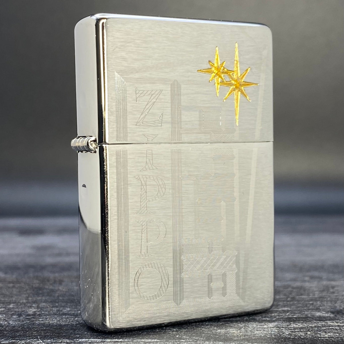 ZIPPO LIGHTER - Retro Design - Brushed Chrome - Riley&#39;s 66 LLC