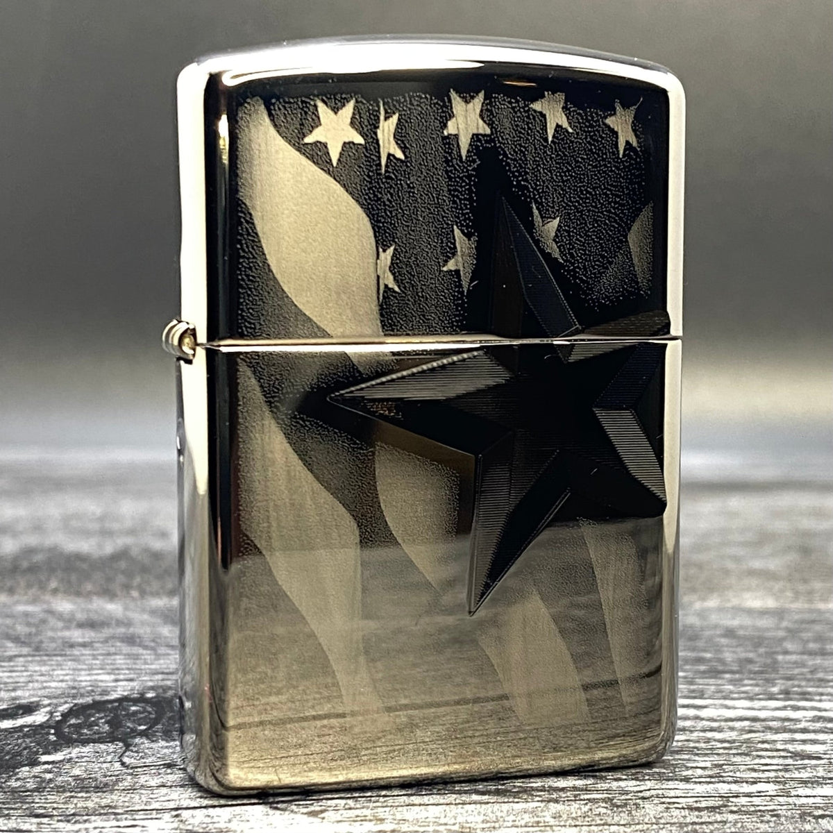 ZIPPO LIGHTER - Retro Star - Armor® - Black Ice® - Riley&#39;s 66 LLC