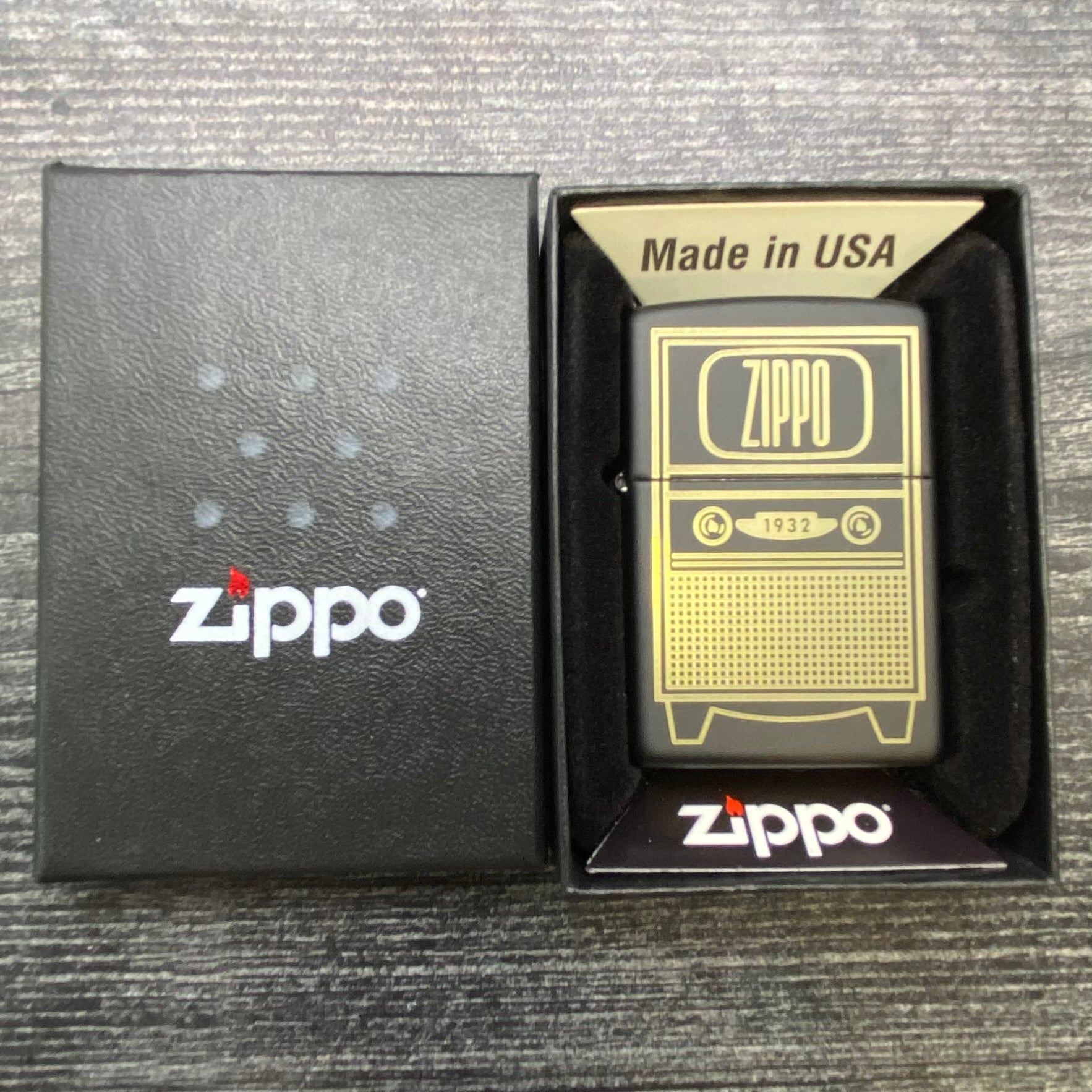 ZIPPO LIGHTER - Vintage TV - Black Matte - Riley's 66 LLC