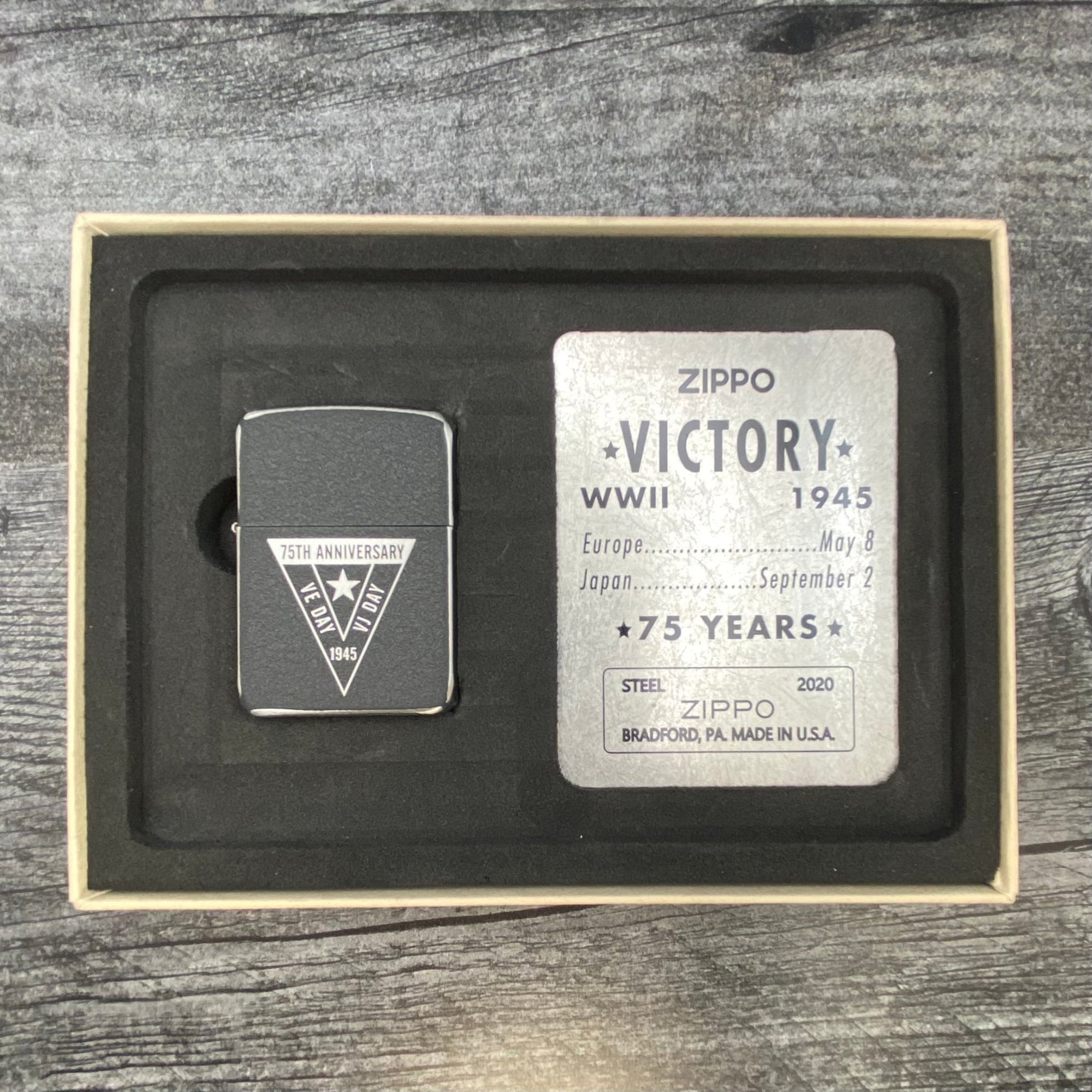 ZIPPO LIGHTER - WWII Victory - 1941 Replica - Black Crackle® - Riley's 66 LLC