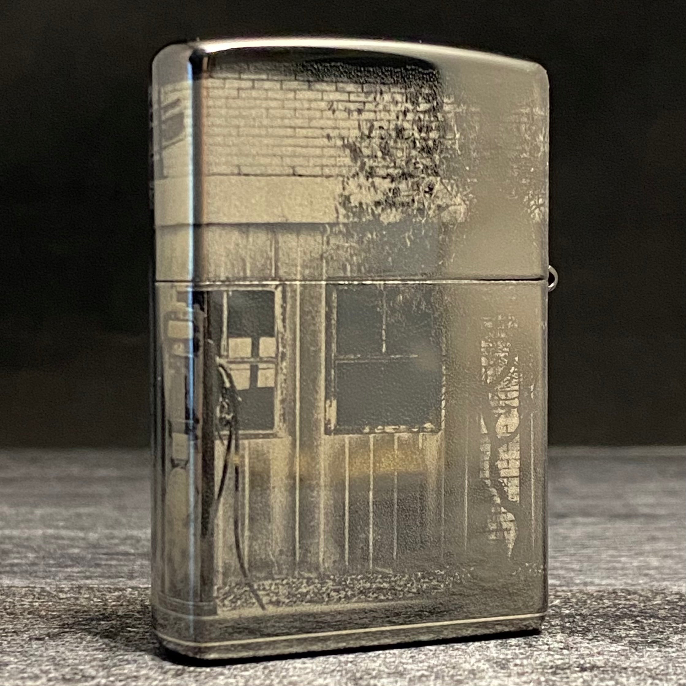 Zippo Lighter - Vintage Gas Station - High Polish Black