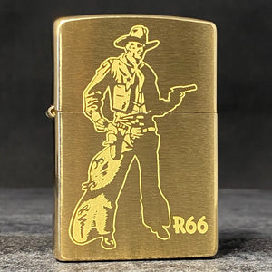 EXCLUSIVE - ZIPPO LIGHTER - Rileys 66 Cowboy - Brushed Brass