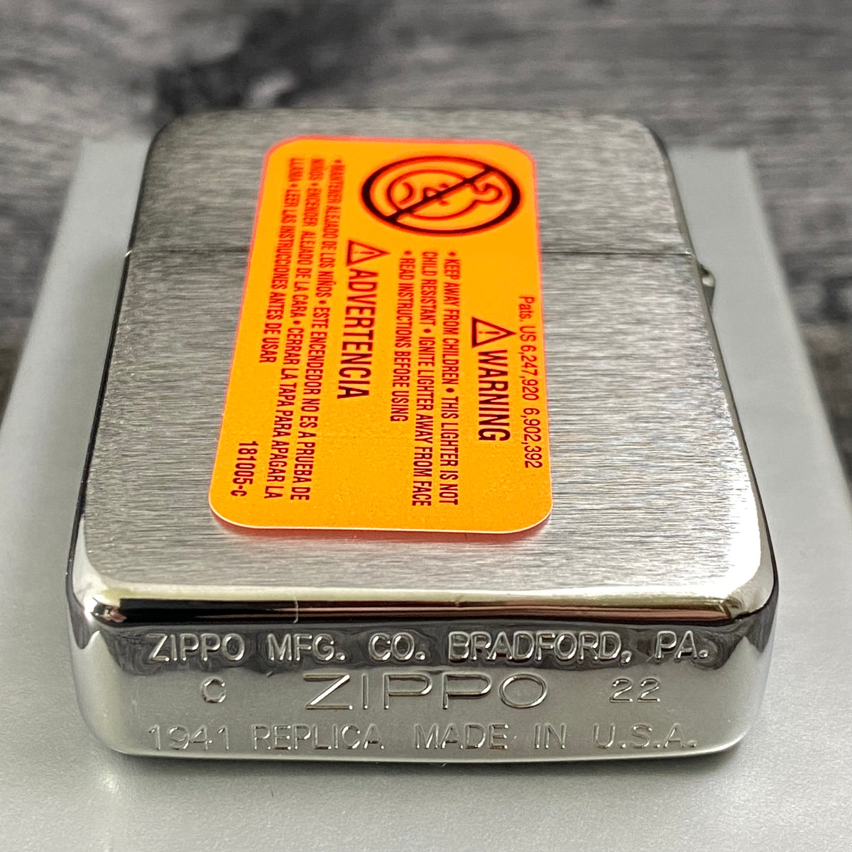 Zippo Lighter - 1941 Replica - Flame - Brushed Chrome - Riley's 66 LLC