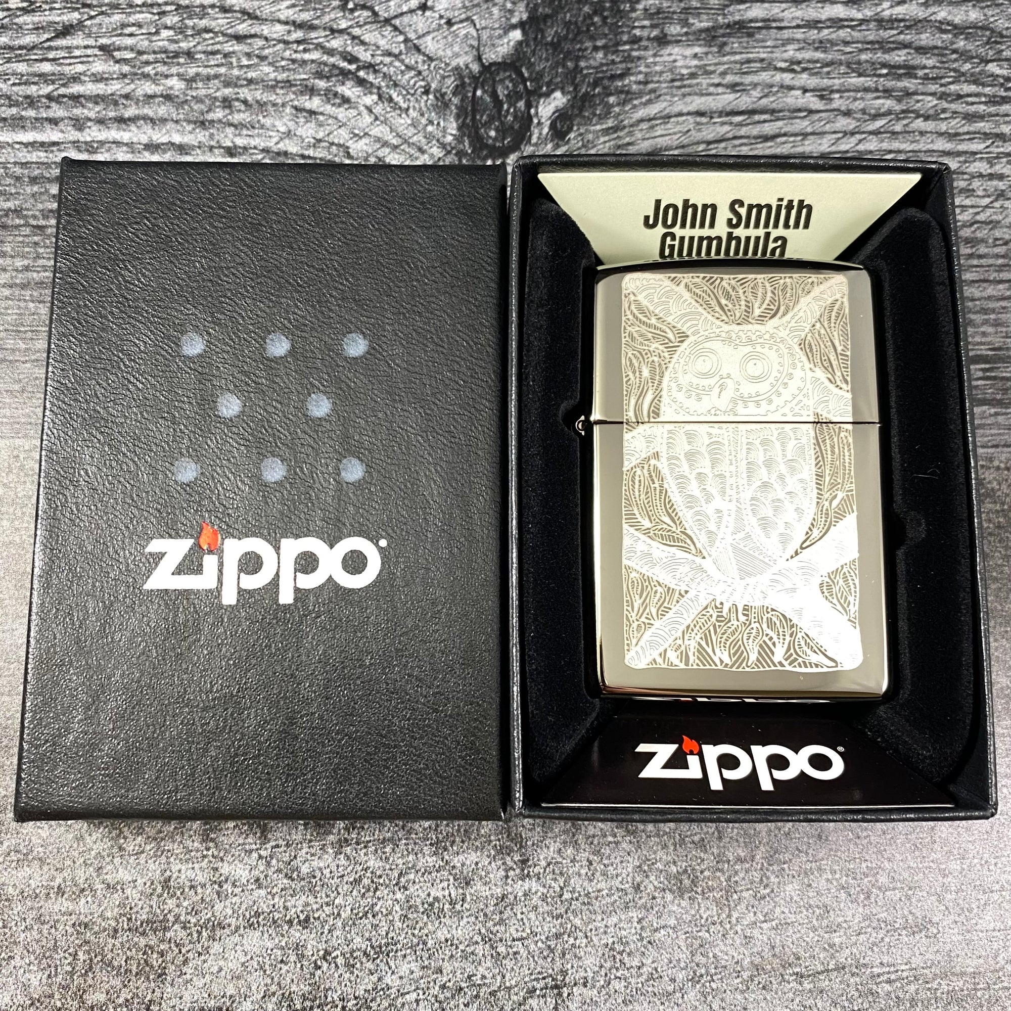 Zippo Lighter - John Smith Gumbula Owl - Black Ice®