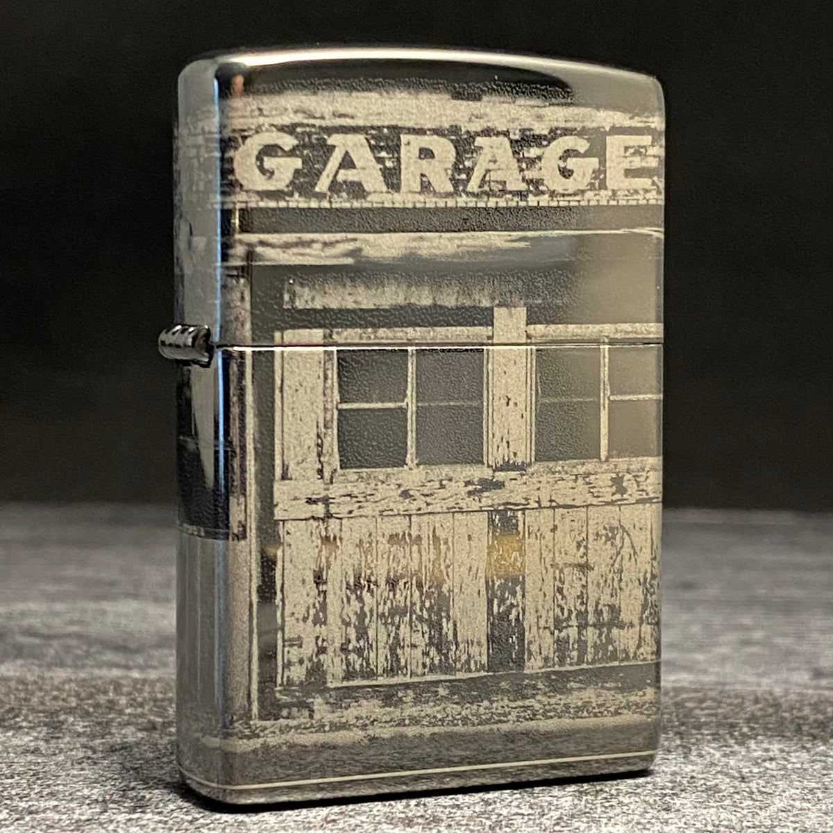 Zippo Lighter - Vintage Gas Station - High Polish Black