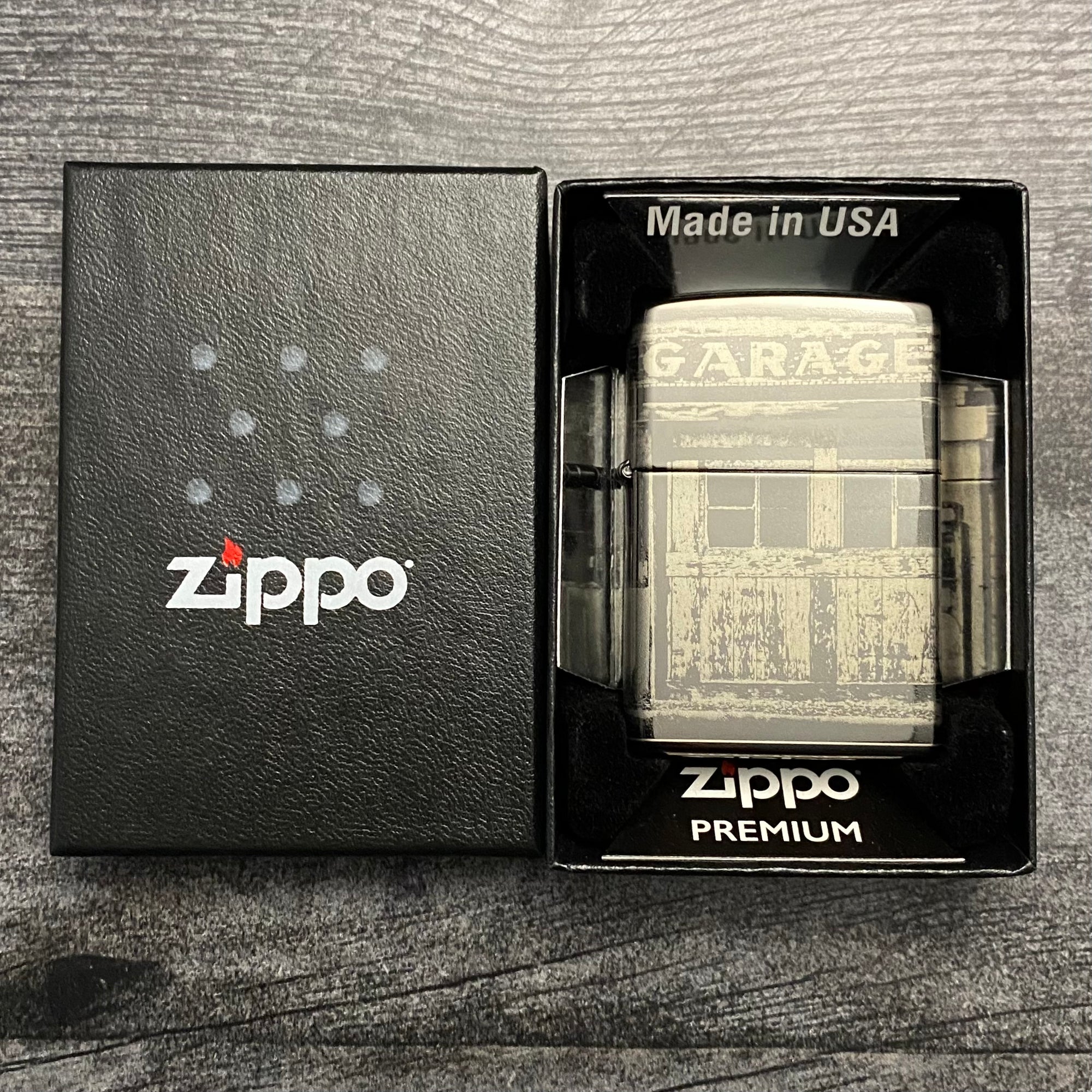Zippo Lighter - Vintage Gas Station - High Polish Black