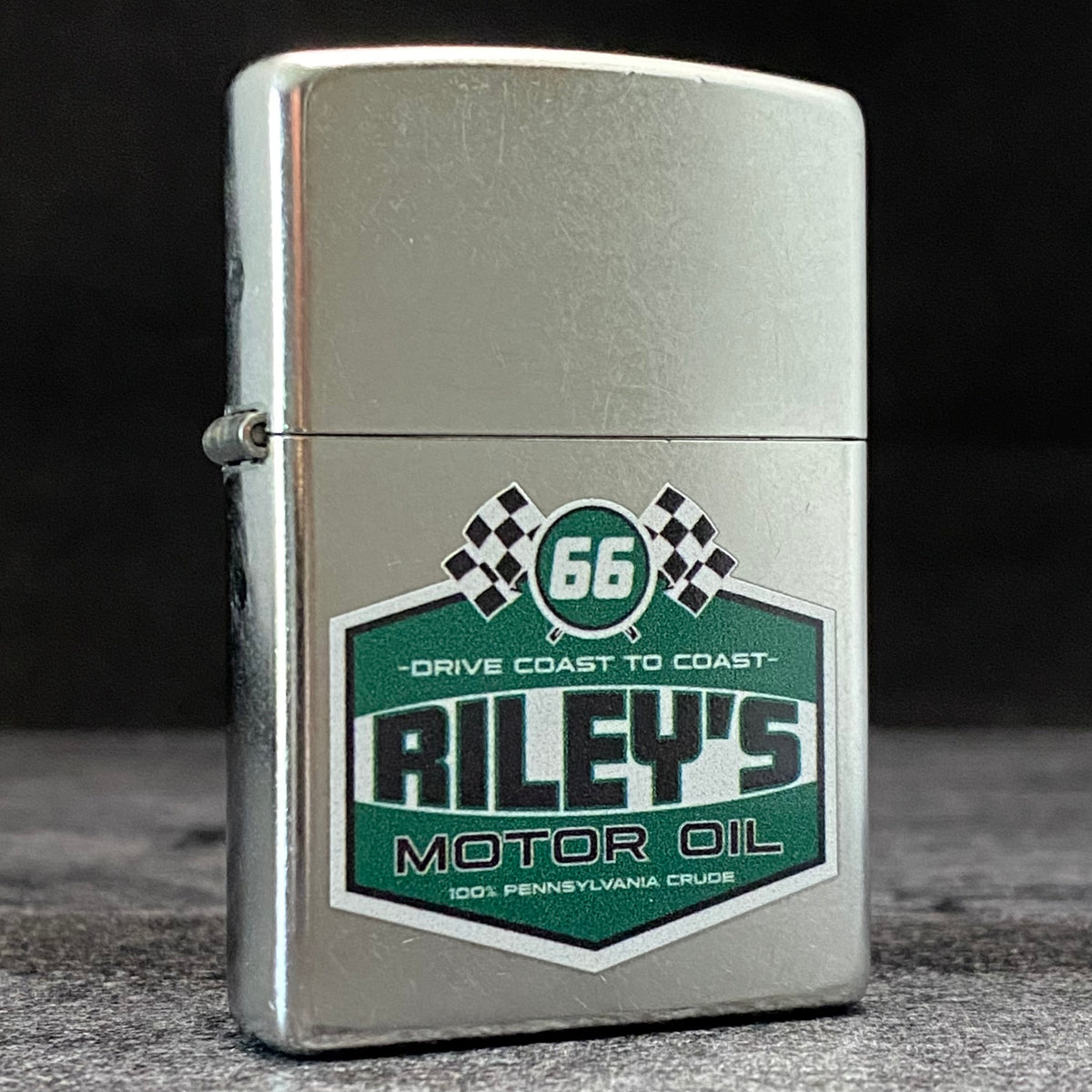 EXCLUSIVE - Riley&#39;s 66 Zippo Lighter - Vintage Motor Oil - Street Chrome™️