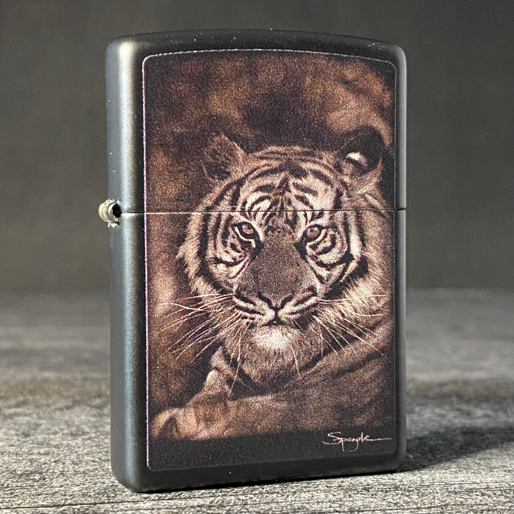 Zippo Lighter - Spazuk Tiger - Black Matte