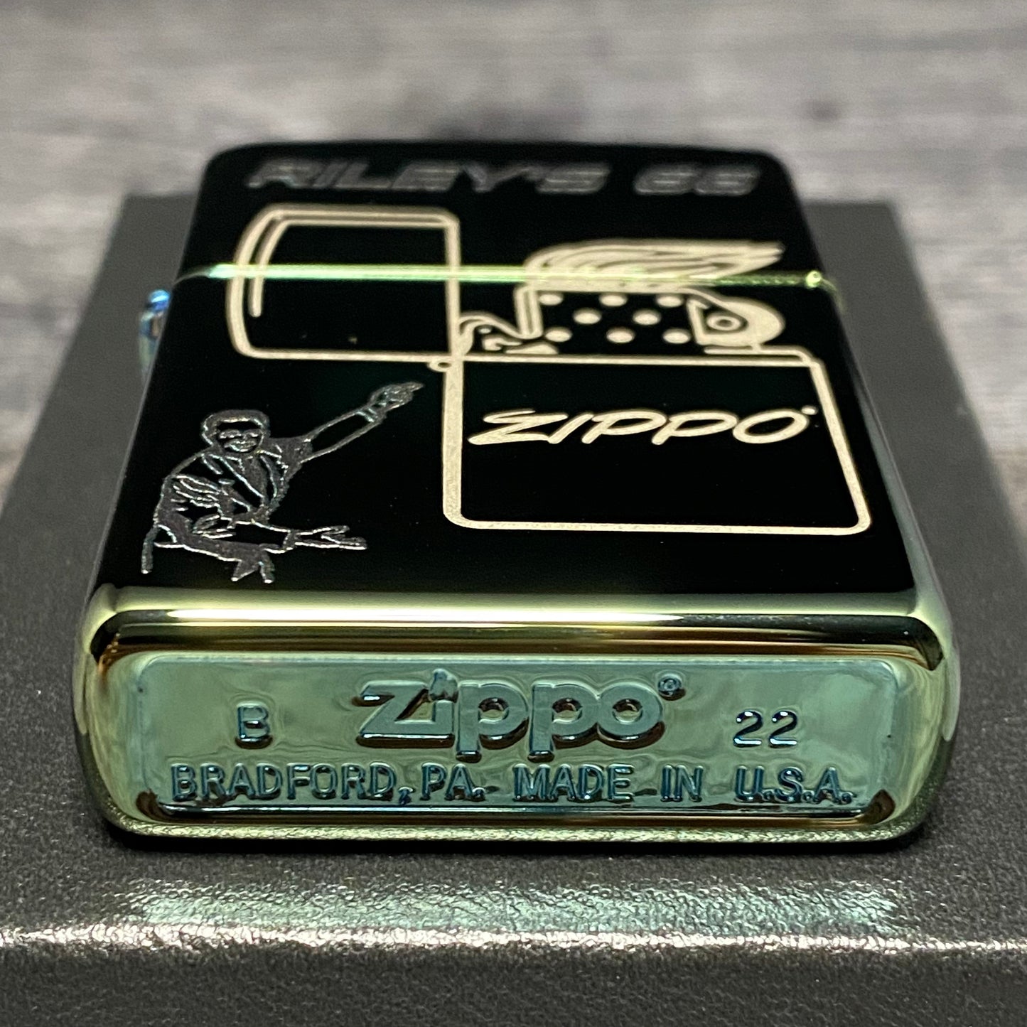 Zippo Lighter - Riley's 66 - High Polish Green