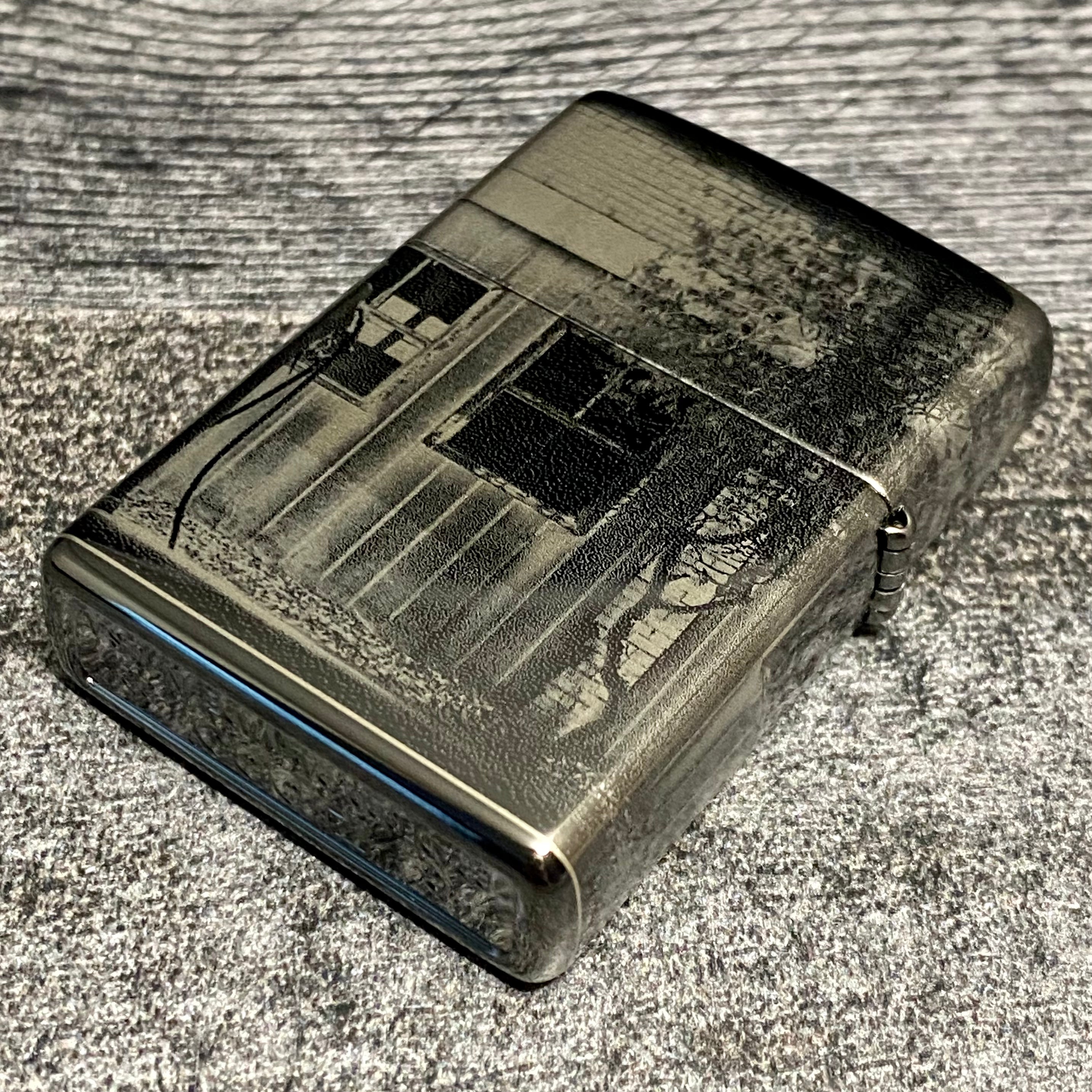 Zippo Lighter - Vintage Gas Station - High Polish Black