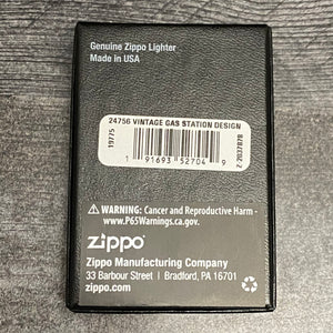 Zippo Lighter - Vintage Gas Station - High Polish Black