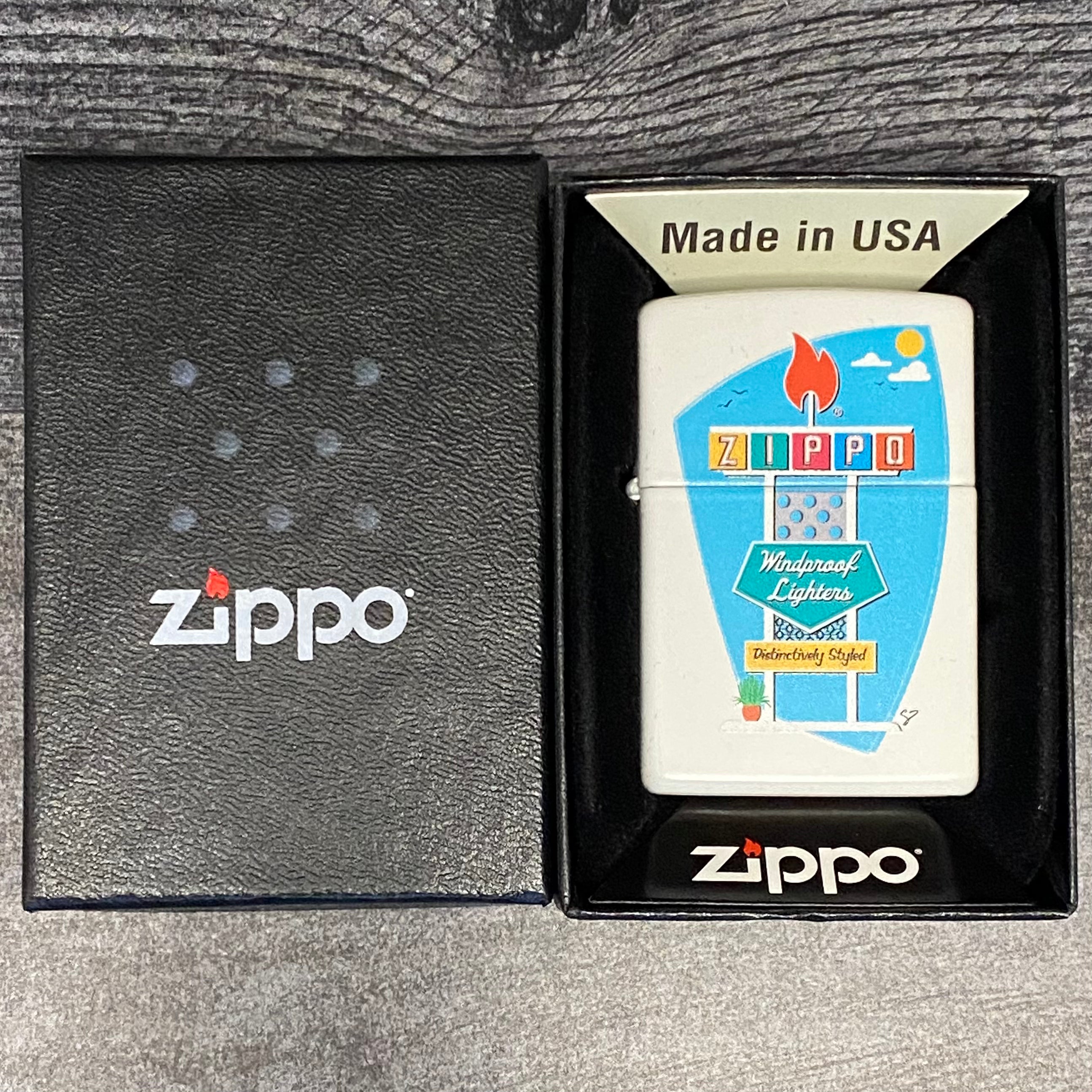 EXCLUSIVE - Riley's 66 Zippo Lighter - Retro Zippo Sign - White Matte