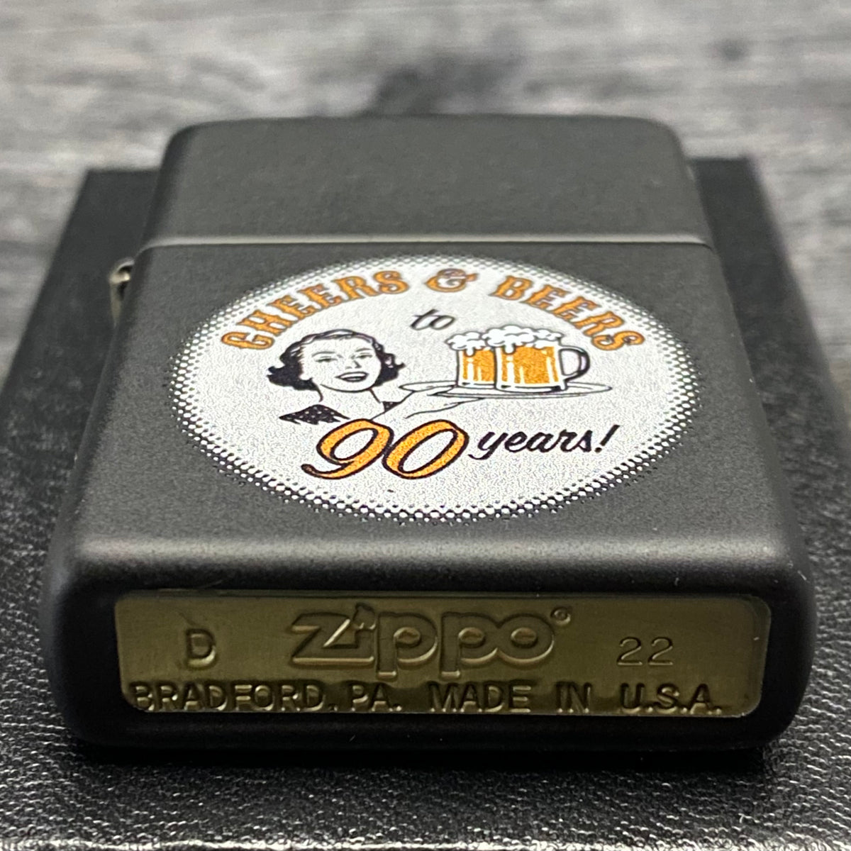 JV Exclusive ZIPPO LIGHTER - Cheers & Beers to 90 Years - Black